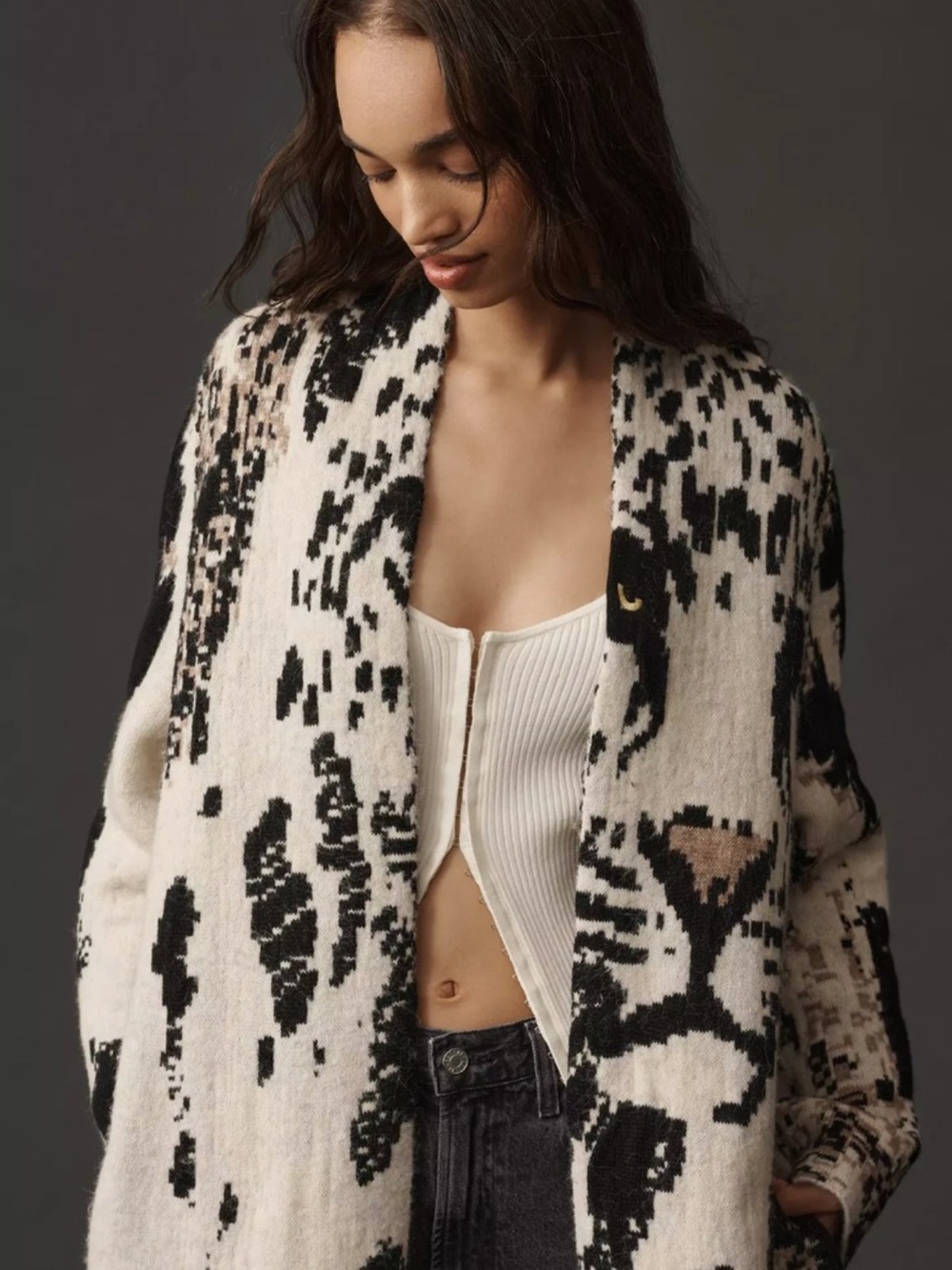 Pilcro Leopard Print Sweater Duster XS-S US size - Picture 4 of 4
